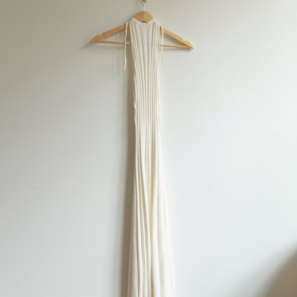 MESHKI Adrienne Halter Neck Midi Dress – White (NWT)